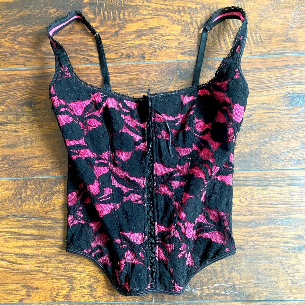 Pink and Black Lace Corset